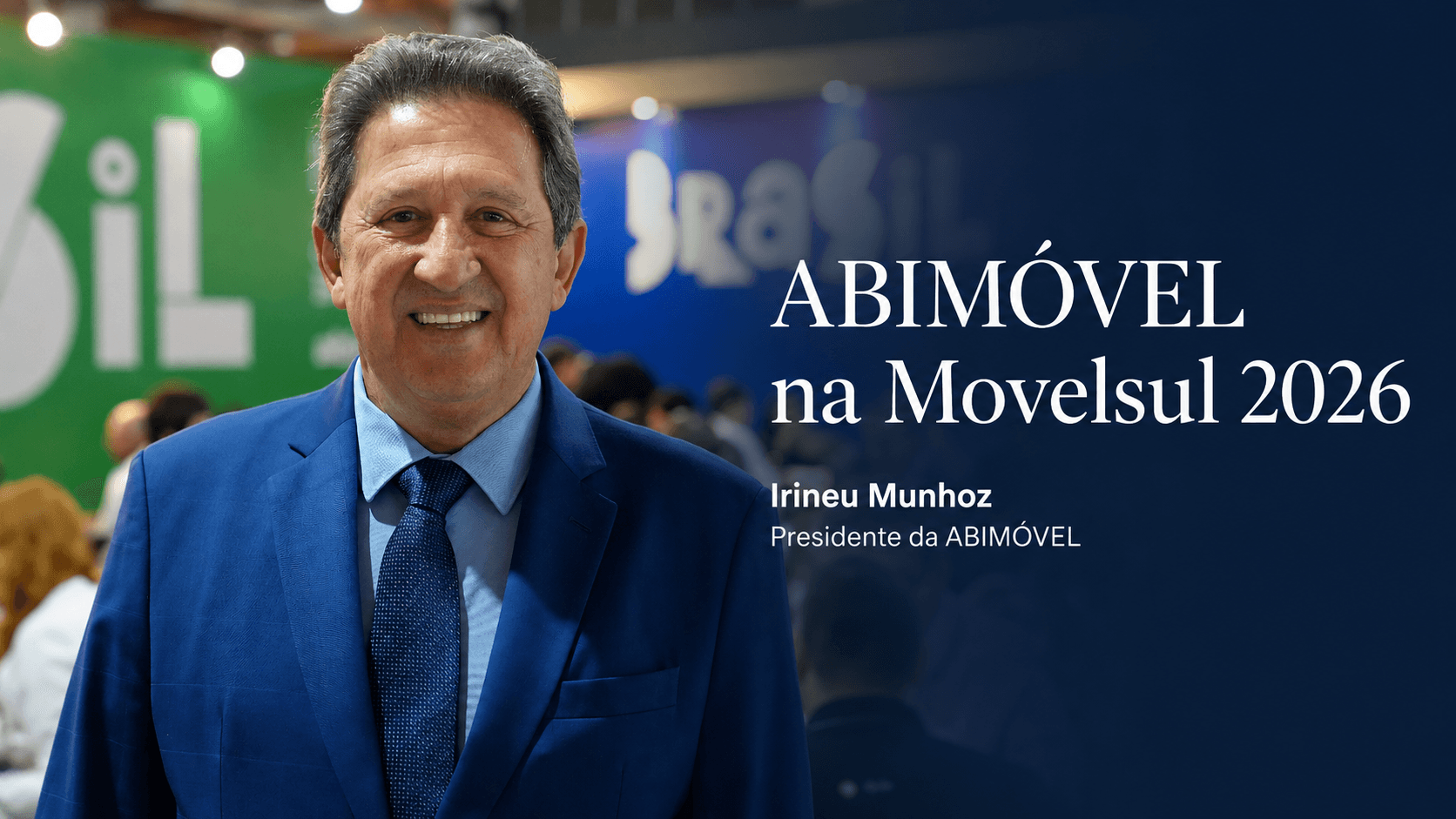 Irineu Munhoz, presidente da ABIMÓVEL na Movelsul 2026, durante entrevista à Plataforma Setor Moveleiro